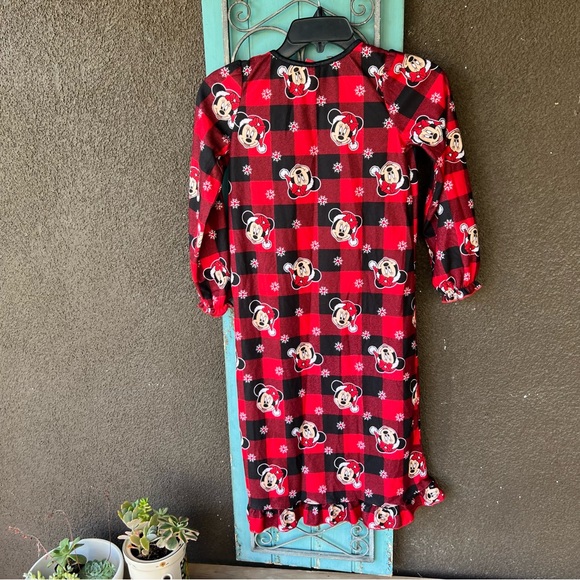 Disney Girls Minnie Mouse Plaid Nightgown pajama Dress Size 8 Ruffles Christmas - Picture 4 of 6